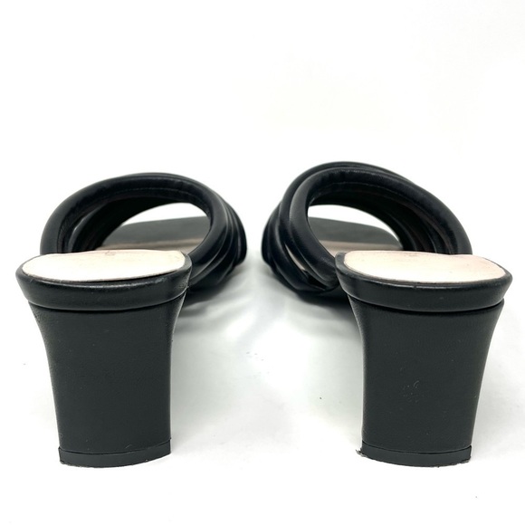 Intentionally Blank Willow III Black Tubular Leather Strap Slide Sandals Size 8 - Picture 7 of 13